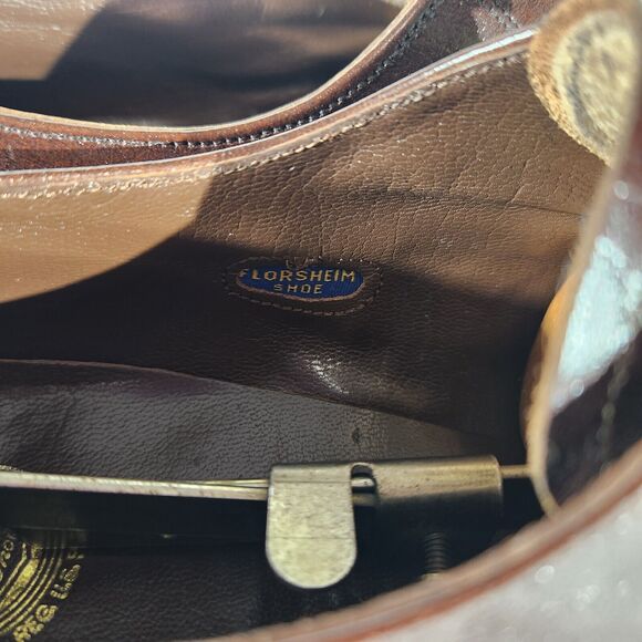 Florsheim Dress Shoes Mens Sz 10.5 C Vtg Derby Brown Lace Up Shoe Trees 625014 - Picture 9 of 13